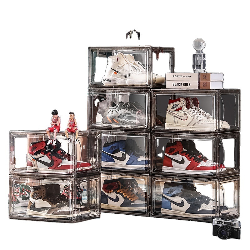 Wholesales Custom Clear Men Sneaker Shoes Box Light Creative Folding  Magnetic Plastic Storage Box