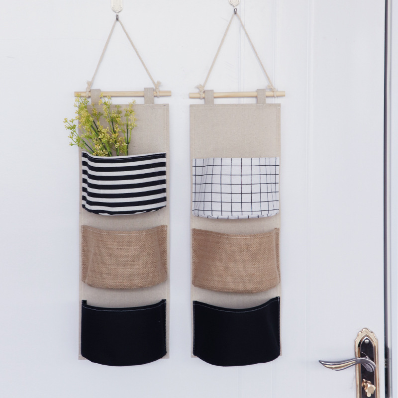 Reusable Storage Hanging Bag Door Hanging Organizer Hang 3 Pockets Bag Set Wall Pouch Closet Organizer Bag