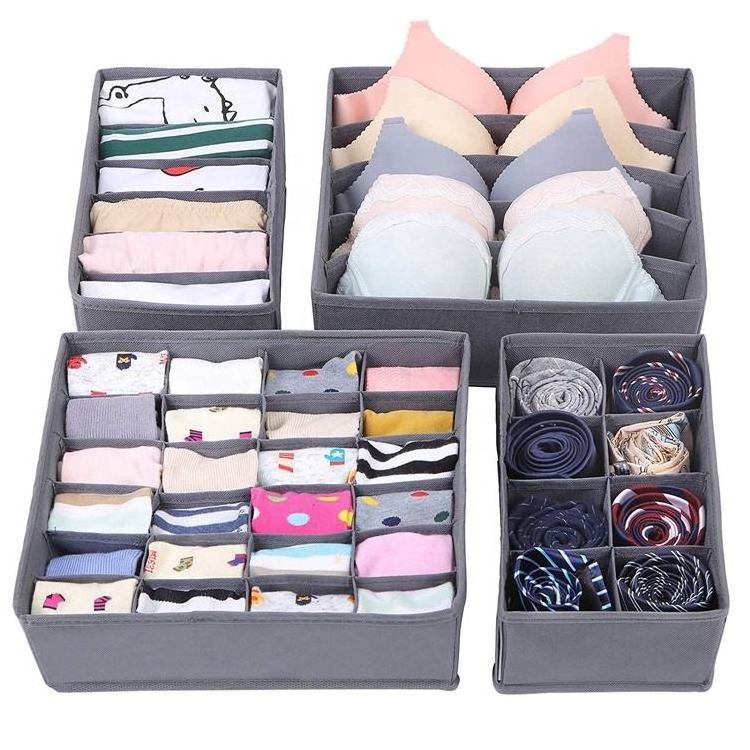 OEM Ladies Bra Organizer Divider 4 Set Sock Organizer for Closet Foldable Drawer Organizers Underwear storage box