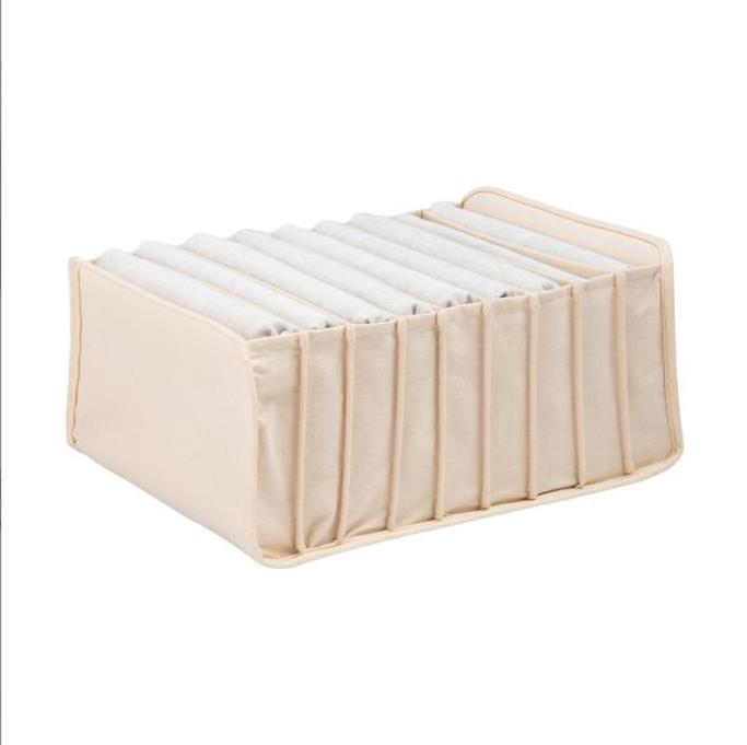 Portable Washable Visible Grid Cotton Clothes Drawer Storage Organizer For Jeans Trousers T-shirts Underwear Socks