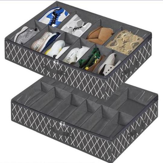 Household Foldable Shoe Storage Box Dustproof Under Bed Shoe Storage Organizer with Clear Window