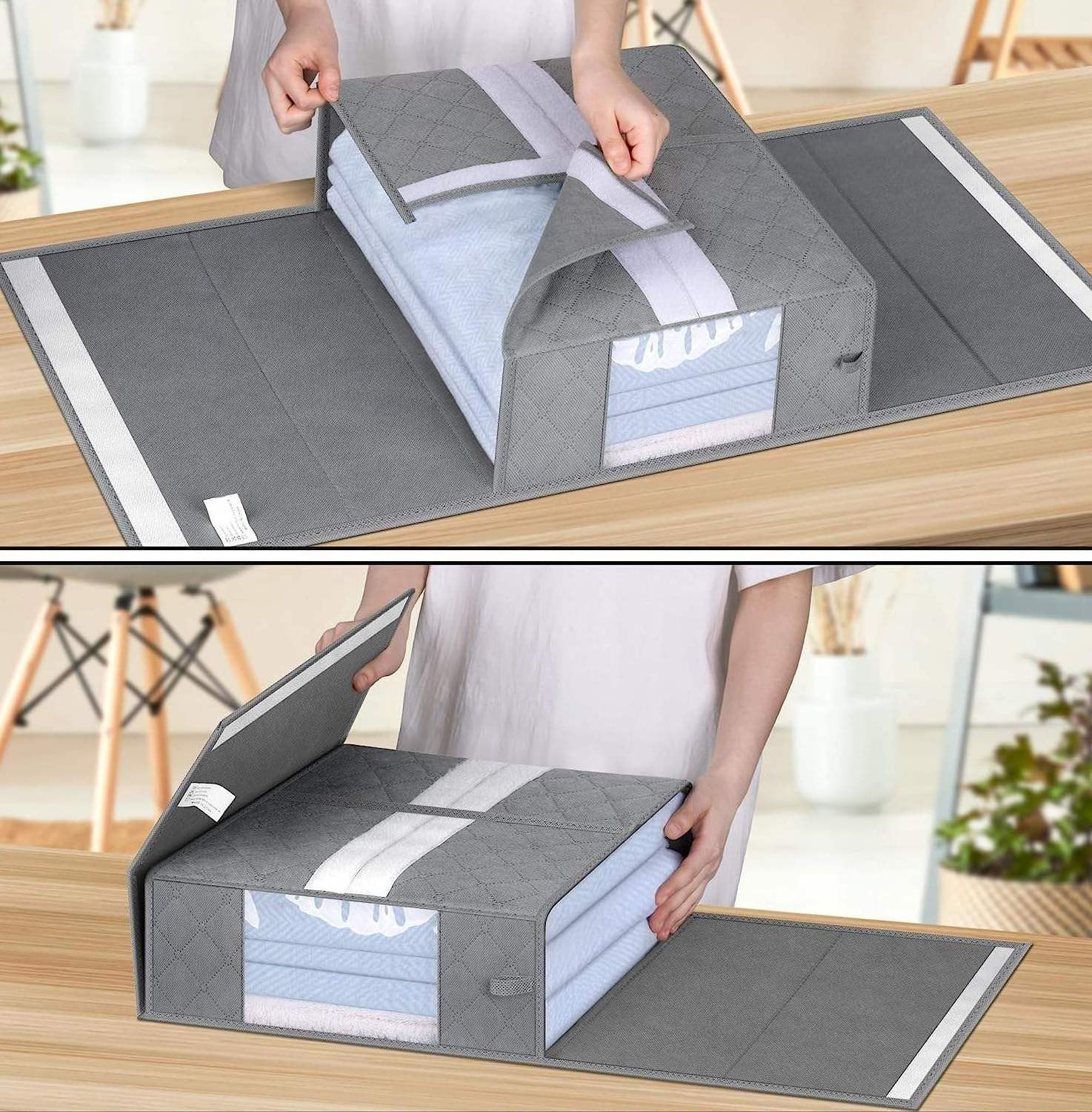 High Quality and Low Price Home Bedding Sheet Storage Cube Set Foldable Sheet Organizer Box with Handle