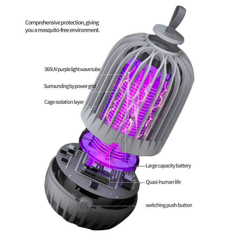 Rechargeable Battery Portable 3in1, Bug Zapper Camping Lantern Waterproof LED Mosquito Killer Lamp