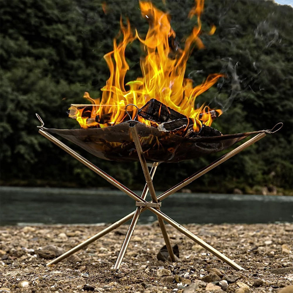 Camping Fire Pit Collapsible Foldable Mesh Fire Pits Fireplace for Outdoor Cooking Heating