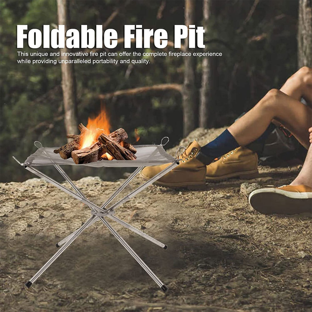 Camping Fire Pit Collapsible Foldable Mesh Fire Pits Fireplace for Outdoor Cooking Heating