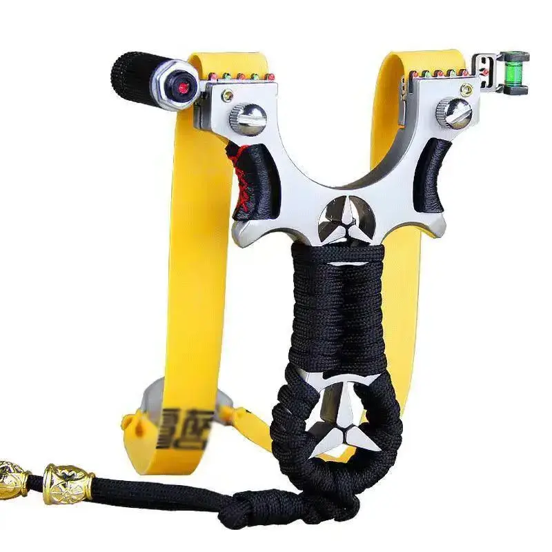 Alloy outdoor fast pressure slingshot rubber band laser and level powerful slingshot