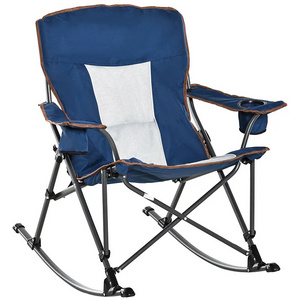 Oversized Folding Camping Chair High Back Waterproof Oxford Armrest Rocking Chair Storage Pockets Carry Bag Support 300 lbs