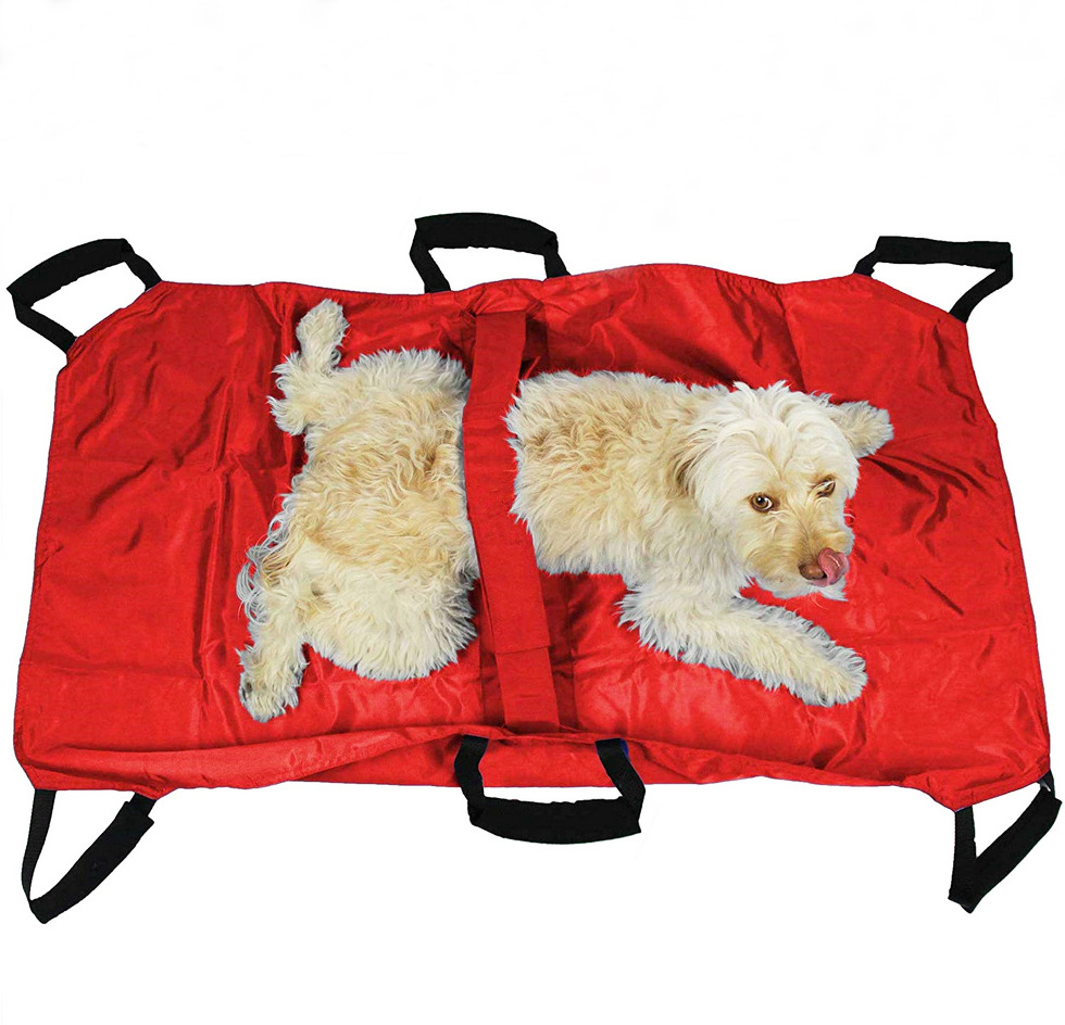 Foldable Oxford Portable Pet Animal Emergency Rescue Transport Stretchers for Dogs with 6 Handles Dog Stretcher