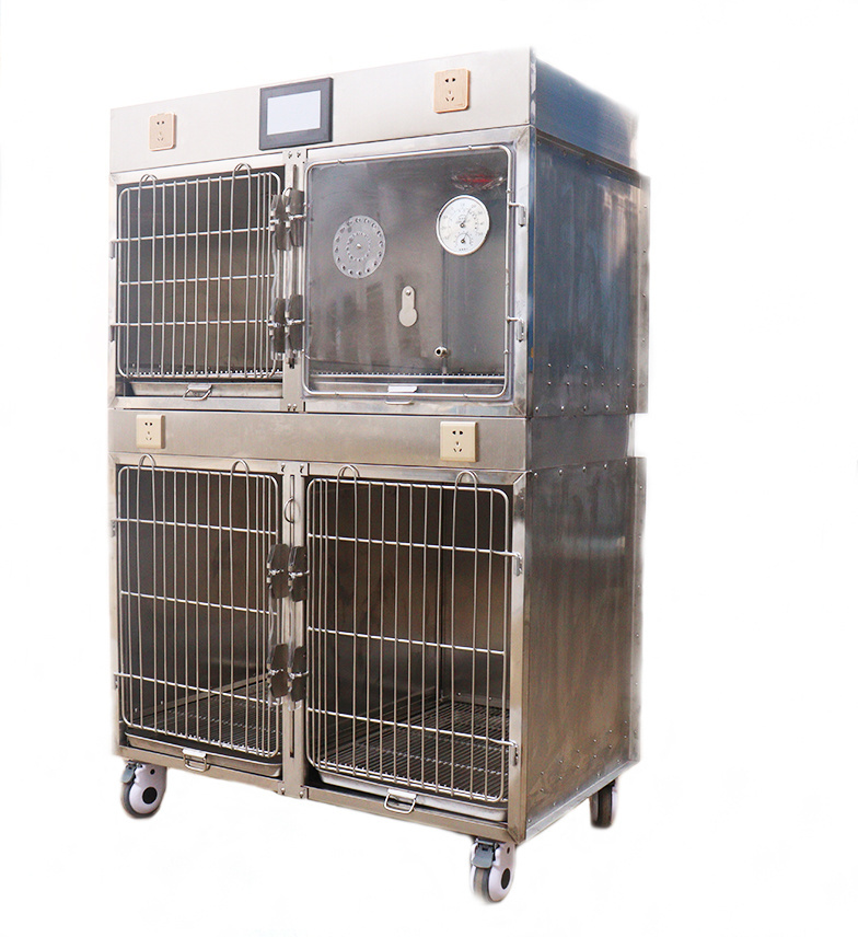 Pet hospital clinic stainless steel animal canine pet veterinary infrared  light laser oxygen physical therapy cage