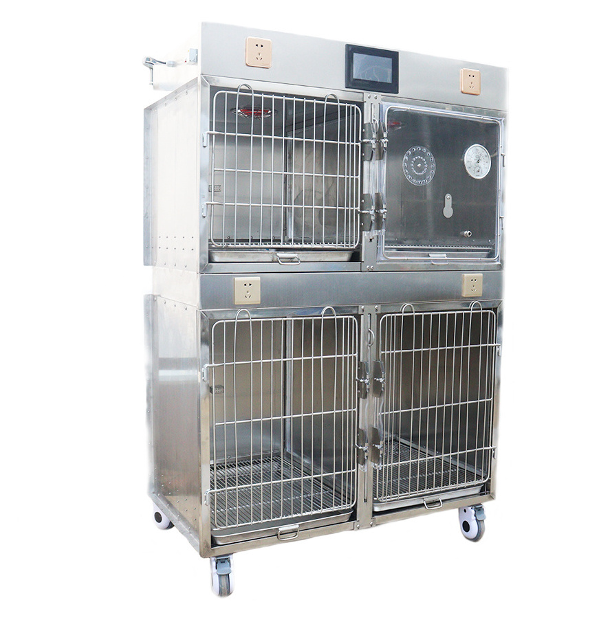 Pet hospital clinic stainless steel animal canine pet veterinary infrared  light laser oxygen physical therapy cage