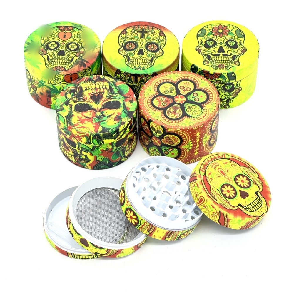 2024 Skeleton Design Glow in The Dark Herb Grinder Smoke Shop 50mm 4parts Tobacco Grinder Luminous Herb Crusher