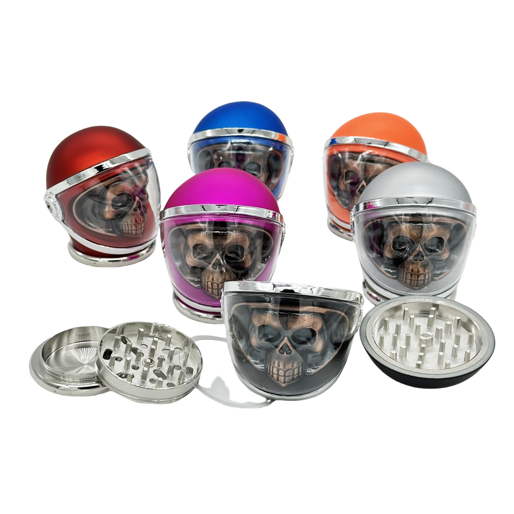 Creative Design Skeleton Helmet Metal Grinder 83mm 4Parts Smoking Accessories Black Tobacco Grinder for Smoke Shop