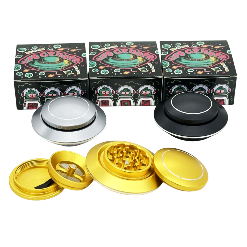 Creative Design UFO Grinder Display Box Alien Tobacco Grinder Custom Logo Smoking Accessories Herb Grinder