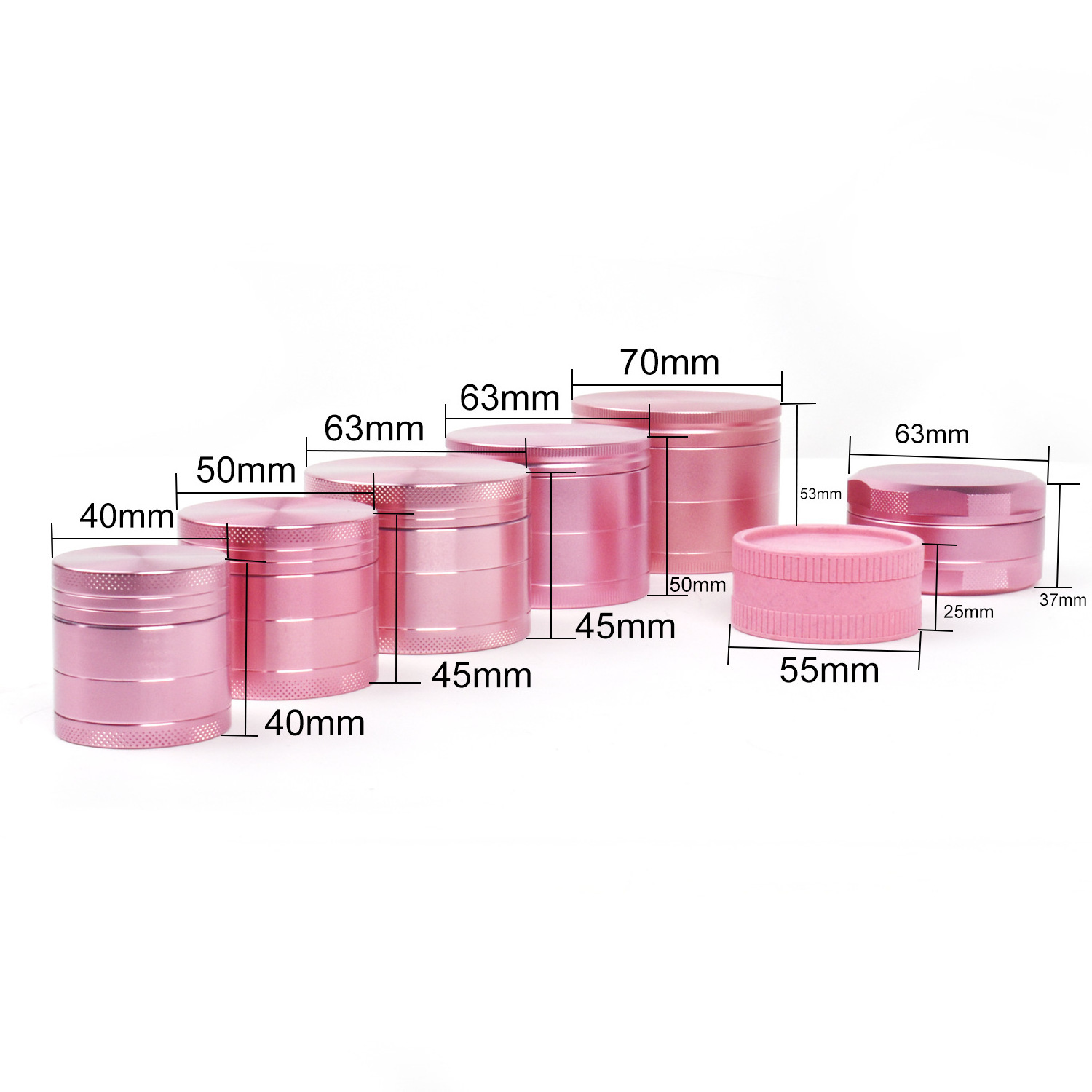 Yiwu Futian Market Pink 40mm 50mm Herb Grinder Customized Designs Girls Zinc Alloy Grinder Smoking Accessories Tobacco Grinder