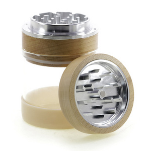 2 in 1 New Model Wooden Aluminum Alloy Herb Grinder with Jar Tobacco Storage Tank Stash 4 Parts with Big Container Grinder