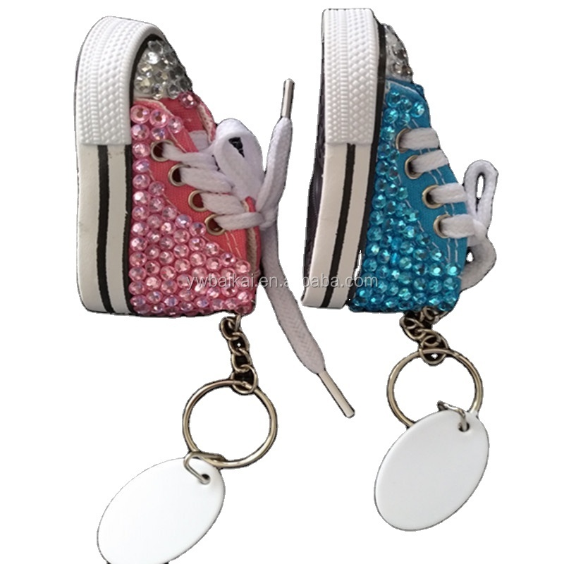 Mini cartoon canvas shoes key chain pendant lovers key chain creative canvas shoes key chain white bling bling