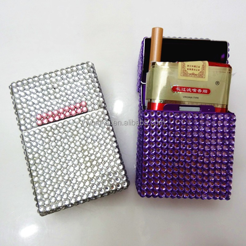 rhinestone cigarette case bling logo printing cigar holder bling cigarette case