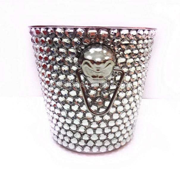 stainless steel ice bucket with bling Ice Bucket with Lid and Strainer - Well Made Insulated Stainless Steel Double Wall Ke