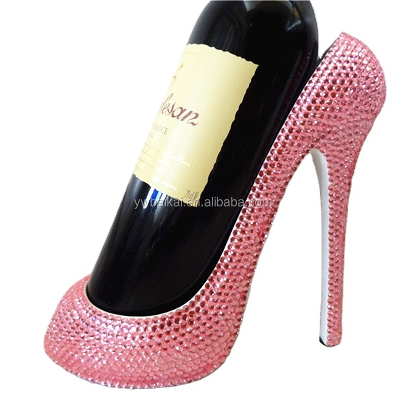 high-heeled shoes wine rack with rhinestone bling bling   shoes wine rack