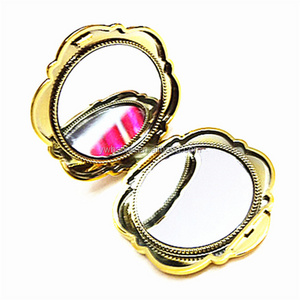 Portable Mini Round Double Lighted Beauty Purse Mirrors Folding Pocket Traveling Hand Led Makeup Vanity Mirror With Lights