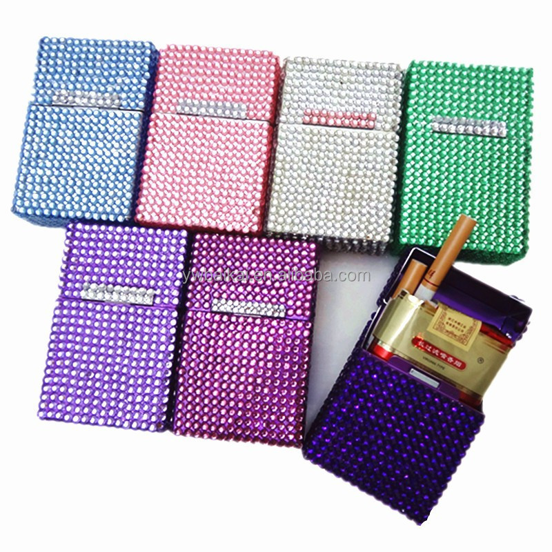 rhinestone cigarette case bling logo printing cigar holder bling cigarette case