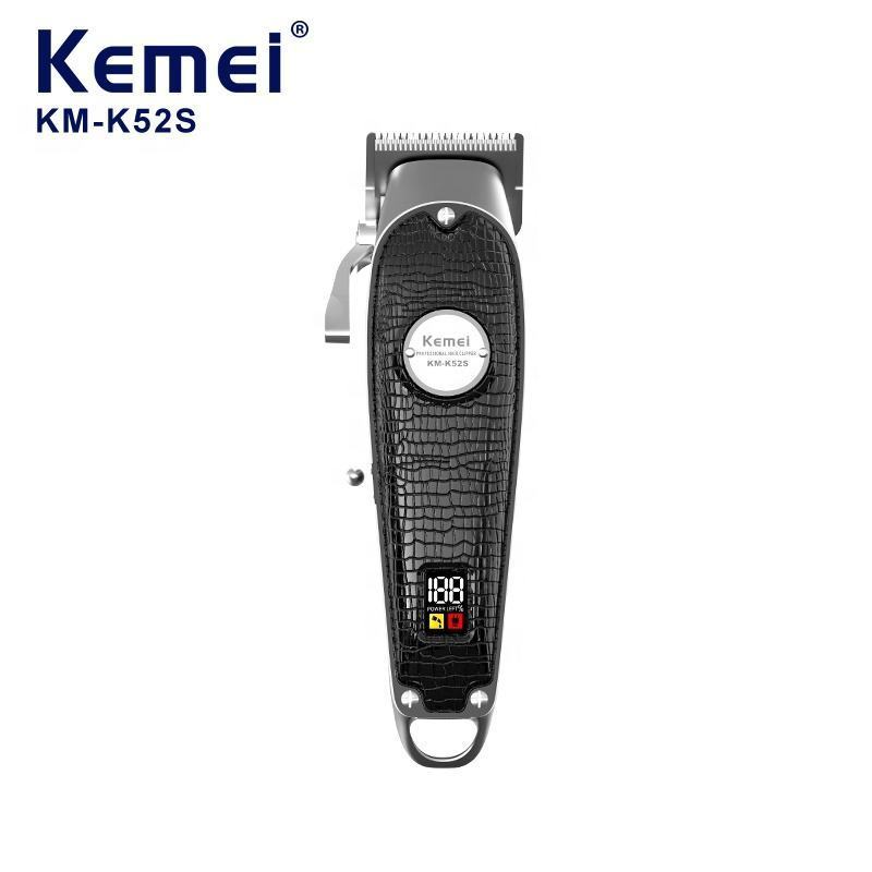 Km-K52s Professional USB LCD Black Kemei Hair Clipper Fast Rechargeable High Speed Motor Cordless Electric Hair Clipper Trimmer