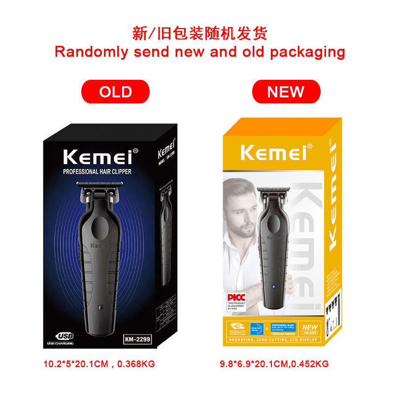 Hot Kemei KM-2299 USB Fast charging Clippers Barber Machine 1200MA Rechargeable Cordless Hair Trimmer Electric Hair Clipper