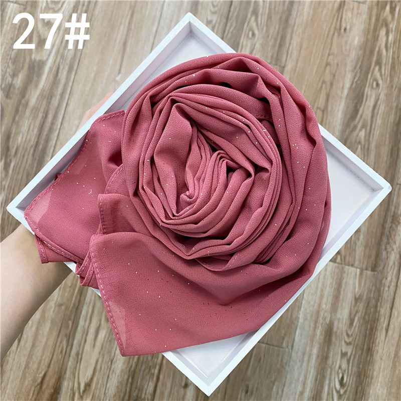 46 Colors Glitter Shimmer Muslim Hijabs Fashion Solid Bubble Chiffon Scarf High Quality Shawl Wholesale Cheap Scarves for women