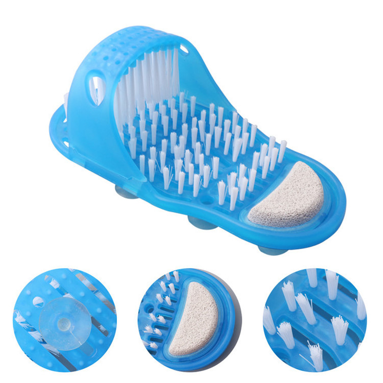 New Easy feet Easy Feet Foot Scrubber Brush Massager Shower Clean Blue Slippers