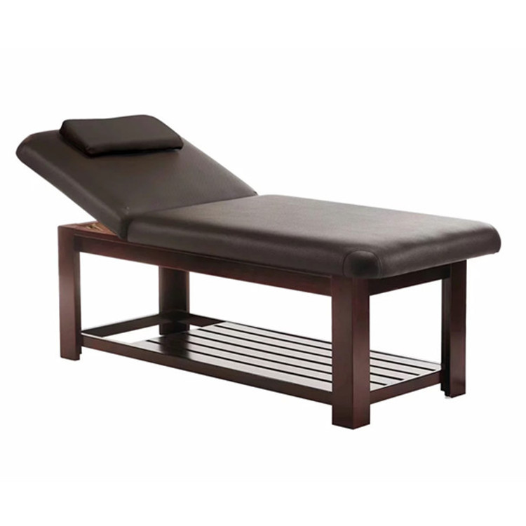 Brown leather solid massage table bed single salon beauty facial with bed leg lift massage table