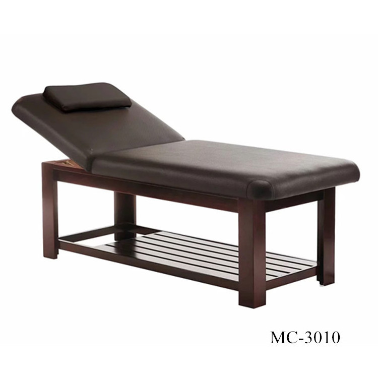 Brown leather solid massage table bed single salon beauty facial with bed leg lift massage table