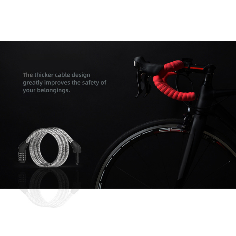 Four-Digit Password Mountain Bike Electric Bike Motorcycle Lock Bar Steel Code Cable Lock Bike Steering Wheel Locker Lock