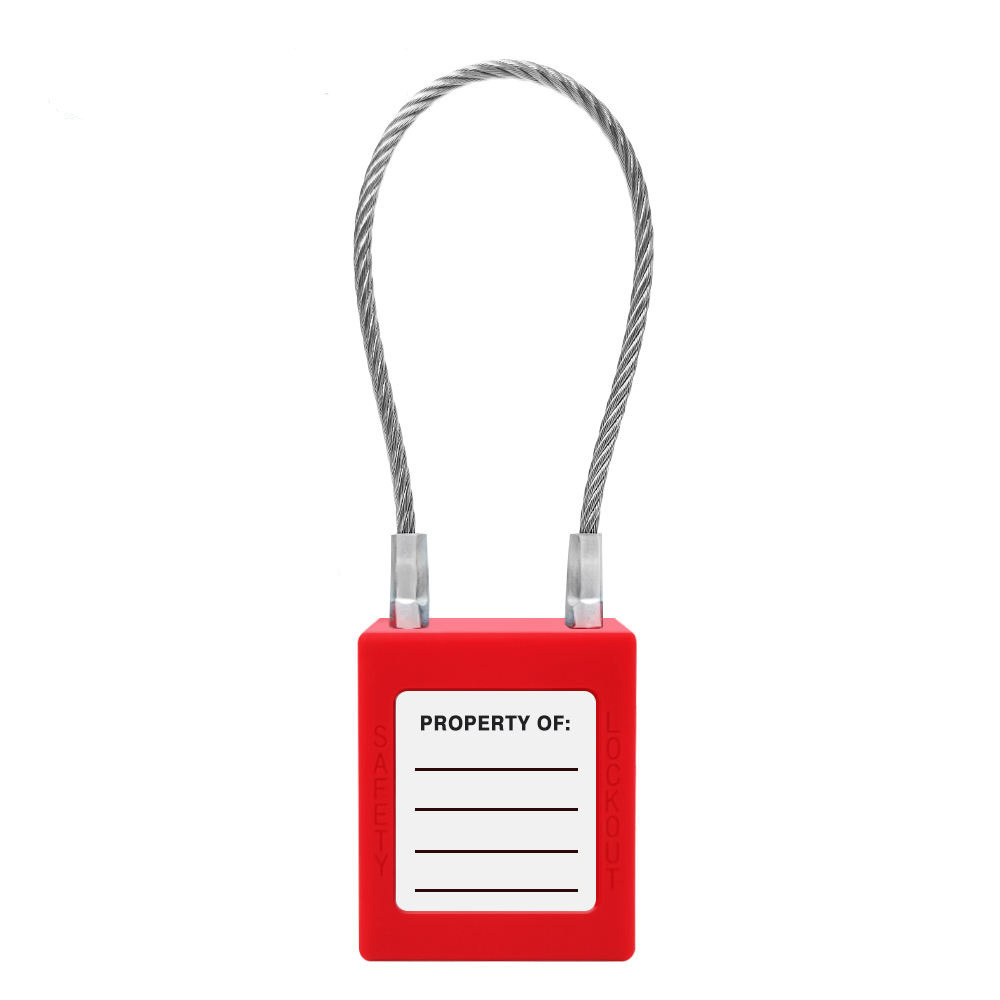 Lockout Tagout Industrial Safety Steel Cable Lock Dustproof Security Closed Shackle Stainless Steel Nylon Long Safety Padlock