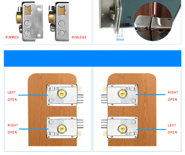 Baoxin Factory Stainless Steel Exterior Door Lock Old Mechanical Anti-Theft Dead Bolt Door Knob Fence Gate Lock