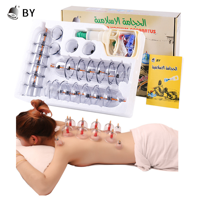 BY Chinese Medical smart cupper Vacuum Cupping machine device strong hijama suction  cupping cups  therapy massager sets 24 pcs