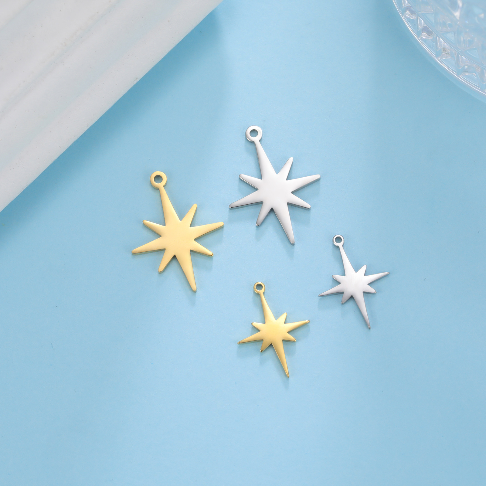 North Star Charm Stainless Steel Charms Small Pendant Necklace Accessories Jewelry Making Supplies Wholesale