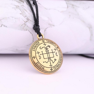 Sigil of Archangel Samael Enochian Talisman Amulet Angel Jewelry Necklaces Vintage Jewelry for Men Adjustable Chain