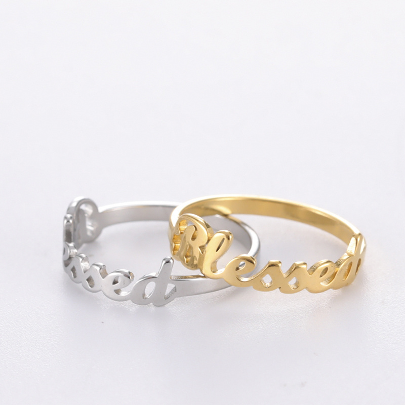 Religious Blessed Stainless Steel Rings For Women Good Hope Faith Rings Gold Plated Jewelry Gifts Wholesale 2021