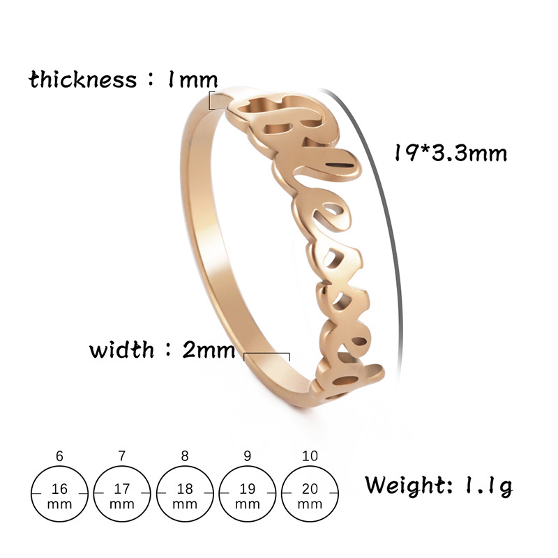 Religious Blessed Stainless Steel Rings For Women Good Hope Faith Rings Gold Plated Jewelry Gifts Wholesale 2021