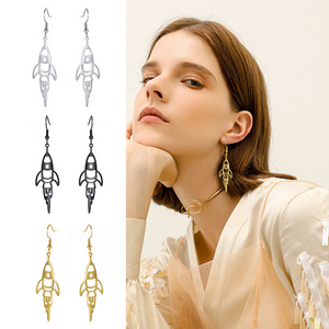 Fire Arrow Rocket Drop Earrings Stainless Steel Real 18k Gold Plated Women Fashion Cute Statement Dangle Earring Jewelry Gift