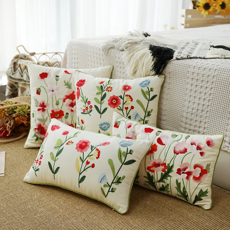 Seasonal Floral Outdoor Decorative Square Linen Farmhouse Decor Cushion Covers