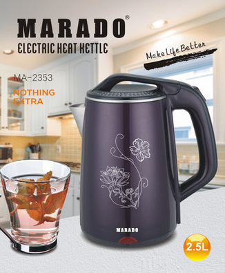 Best Seller Purple Color Electric Kettle Africa Scarlett 1500w 2.5L Stainless Steel House Appliance Electric Kettle