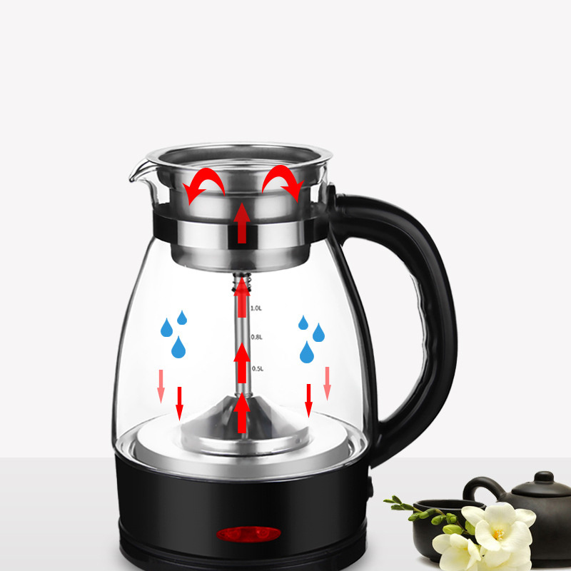 Automatic Steam Tea Brewing Machine Coffee Boiler brewing Glass Electric Kettle 1L Glass Body Tea Kettle with tea filter