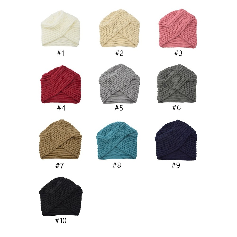 New Indian Hat Muslim Turban Knitting Hat Cross Pullover Headband Warmer Women HatWrap Head Winter Girls Head Wraps Ear Warm Hat