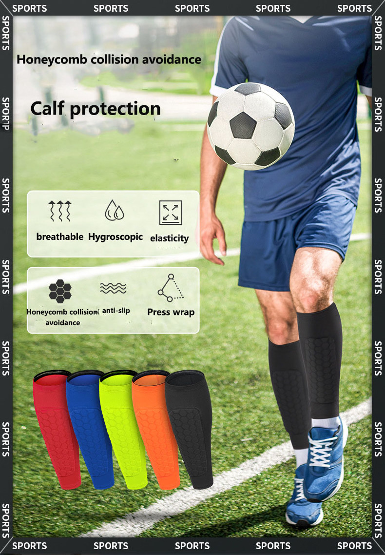 Manufacturers Outdoor Sports Football Honeycomb Anti-collision EVA Basketball Leg Socks Breathable Calf Protection