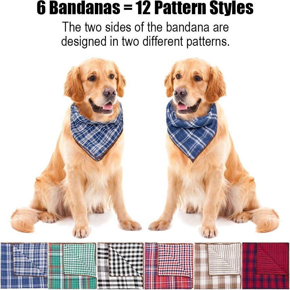 Dog Bandanas Birthday Gift Washable Green Red Square Plaid Printing Pet Bib Double Reversible Kerchief Scarf Bandana Accessories