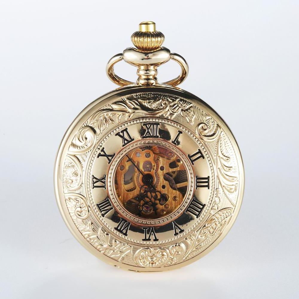 Personalized Quality Gold Plated Mechanical Pocket Watch WAT0004