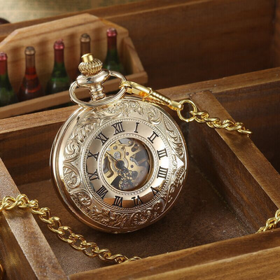 Personalized Quality Gold Plated Mechanical Pocket Watch WAT0004