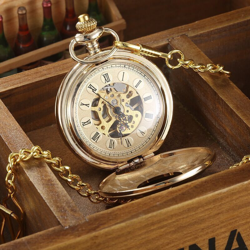 Personalized Quality Gold Plated Mechanical Pocket Watch WAT0004