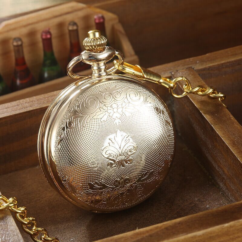 Personalized Quality Gold Plated Mechanical Pocket Watch WAT0004